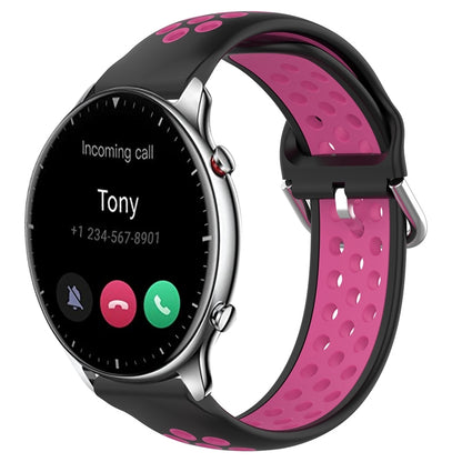 22mm Perforated Breathable Sports Silicone Watch Band, For Amazfit GTR 4, For Amazfit GTR 4 Pro, For Amazfit GTR 3, For Amazfit GTR 3 Pro, For Amazfit GTR 2e, For Amazfit GTR 2