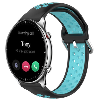 22mm Perforated Breathable Sports Silicone Watch Band, For Amazfit GTR 4, For Amazfit GTR 4 Pro, For Amazfit GTR 3, For Amazfit GTR 3 Pro, For Amazfit GTR 2e, For Amazfit GTR 2