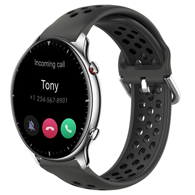 22mm Perforated Breathable Sports Silicone Watch Band, For Amazfit GTR 4, For Amazfit GTR 4 Pro, For Amazfit GTR 3, For Amazfit GTR 3 Pro, For Amazfit GTR 2e, For Amazfit GTR 2