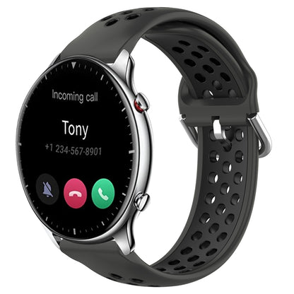 22mm Perforated Breathable Sports Silicone Watch Band, For Amazfit GTR 4, For Amazfit GTR 4 Pro, For Amazfit GTR 3, For Amazfit GTR 3 Pro, For Amazfit GTR 2e, For Amazfit GTR 2