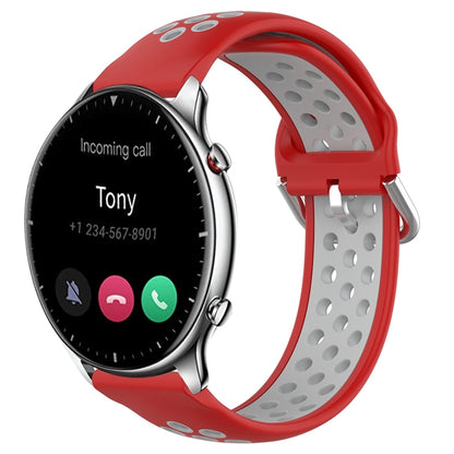 22mm Perforated Breathable Sports Silicone Watch Band, For Amazfit GTR 4, For Amazfit GTR 4 Pro, For Amazfit GTR 3, For Amazfit GTR 3 Pro, For Amazfit GTR 2e, For Amazfit GTR 2