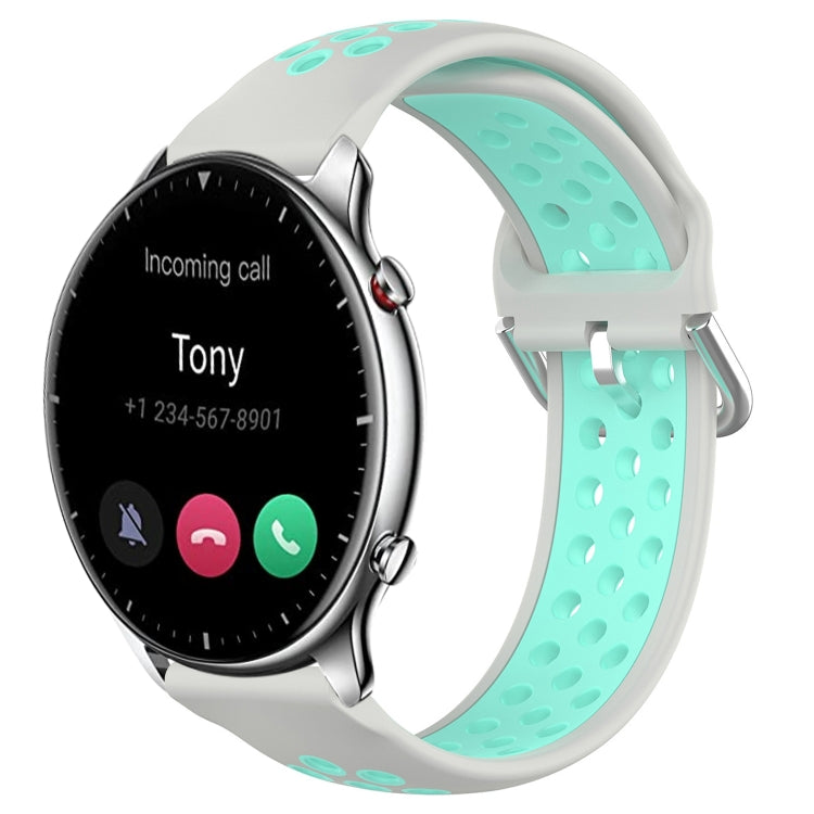 22mm Perforated Breathable Sports Silicone Watch Band, For Amazfit GTR 4, For Amazfit GTR 4 Pro, For Amazfit GTR 3, For Amazfit GTR 3 Pro, For Amazfit GTR 2e, For Amazfit GTR 2