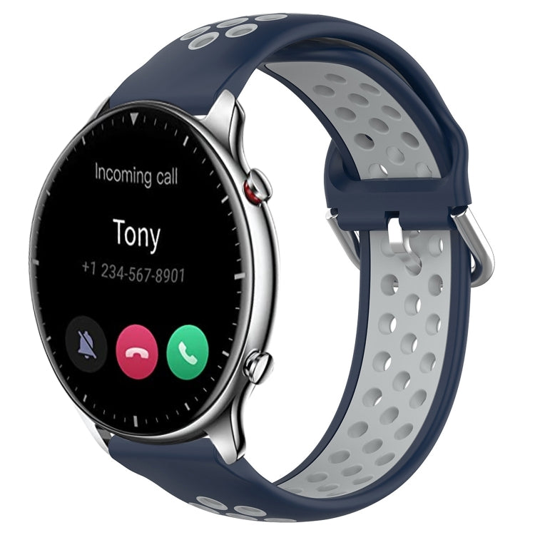 22mm Perforated Breathable Sports Silicone Watch Band, For Amazfit GTR 4, For Amazfit GTR 4 Pro, For Amazfit GTR 3, For Amazfit GTR 3 Pro, For Amazfit GTR 2e, For Amazfit GTR 2
