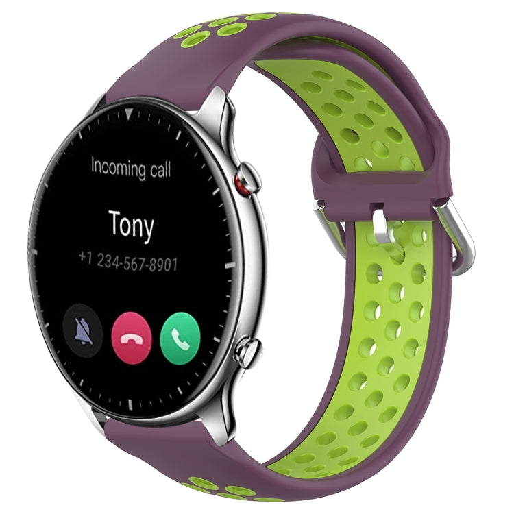 22mm Perforated Breathable Sports Silicone Watch Band, For Amazfit GTR 4, For Amazfit GTR 4 Pro, For Amazfit GTR 3, For Amazfit GTR 3 Pro, For Amazfit GTR 2e, For Amazfit GTR 2