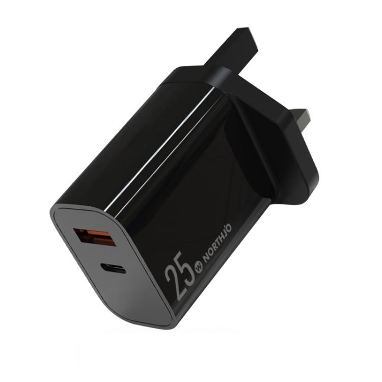 NORTHJO NOPD2502 PD 25W USB-C/Type-C + QC 3.0 USB Dual Ports Fast Charger, US Plug, EU Plug, UK Plug, AU Plug