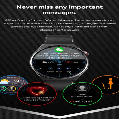 DW13 1.5 inch Color Screen Smart Watch,Support Heart Rate Monitoring / Blood Pressure Monitoring