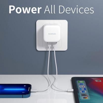 NORTHJO NOGAN3502 GaN PD PPS 35W Dual USB-C / Type-CWall Fast Charger, EU Plug, UK Plug