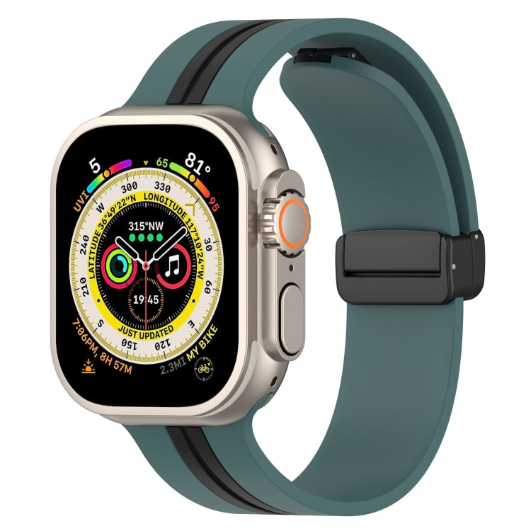 Magnetic Clasp Two-Color Silicone Watch Band, For Apple Watch Ultra 49mm, For Apple Watch Series 8&7 45mm, For Apple Watch Series 8&7 41mm