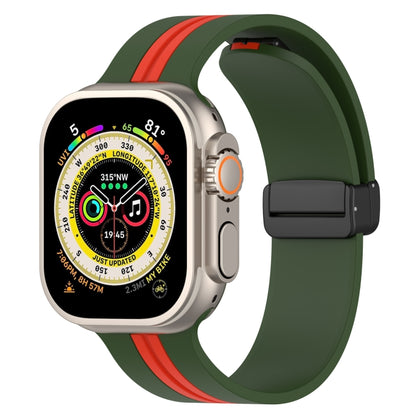 Magnetic Clasp Two-Color Silicone Watch Band, For Apple Watch Ultra 49mm, For Apple Watch Series 8&7 45mm, For Apple Watch Series 8&7 41mm