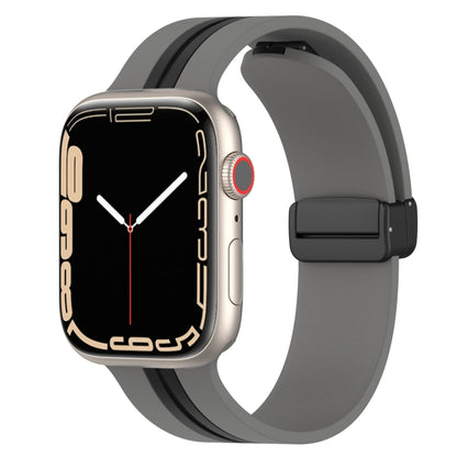 Magnetic Clasp Two-Color Silicone Watch Band, For Apple Watch Ultra 49mm, For Apple Watch Series 8&7 45mm, For Apple Watch Series 8&7 41mm