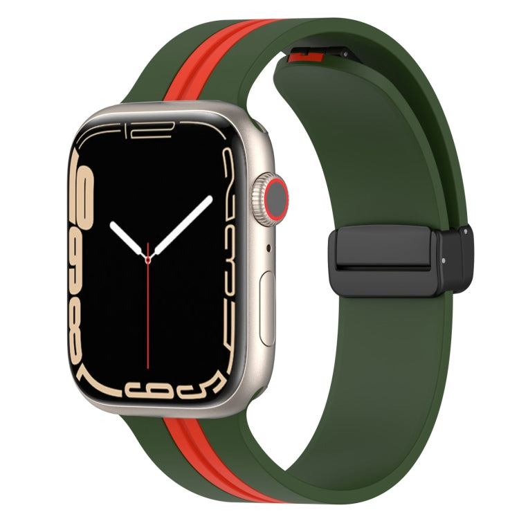Magnetic Clasp Two-Color Silicone Watch Band, For Apple Watch Ultra 49mm, For Apple Watch Series 8&7 45mm, For Apple Watch Series 8&7 41mm