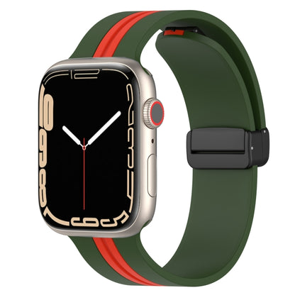 Magnetic Clasp Two-Color Silicone Watch Band, For Apple Watch Ultra 49mm, For Apple Watch Series 8&7 45mm, For Apple Watch Series 8&7 41mm