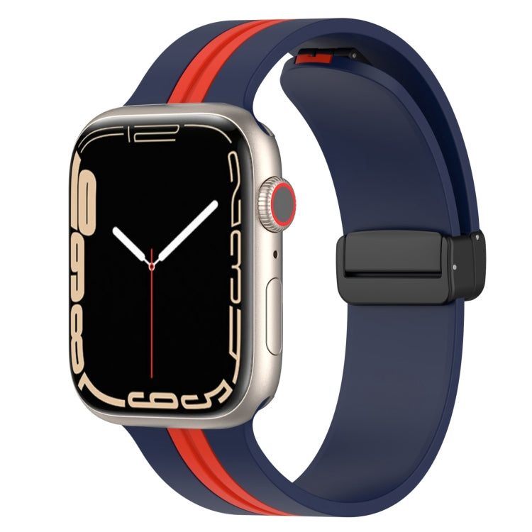 Magnetic Clasp Two-Color Silicone Watch Band, For Apple Watch Ultra 49mm, For Apple Watch Series 8&7 45mm, For Apple Watch Series 8&7 41mm