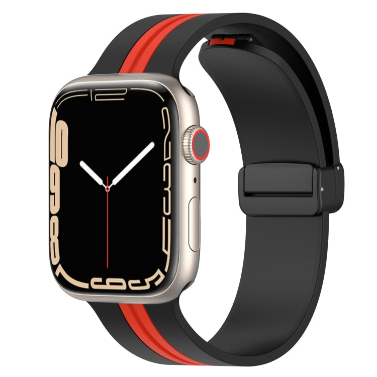 Magnetic Clasp Two-Color Silicone Watch Band, For Apple Watch Ultra 49mm, For Apple Watch Series 8&7 45mm, For Apple Watch Series 8&7 41mm