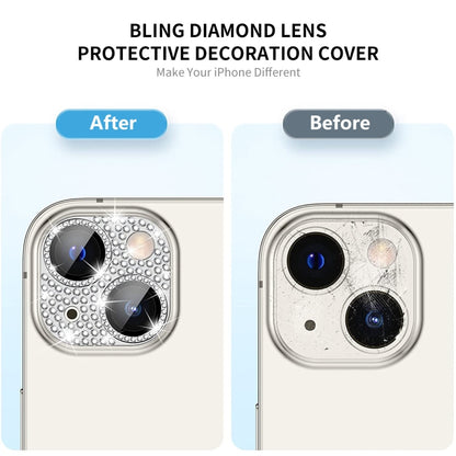 For iPhone 13 / 13 mini ENKAY Hat-Prince Blink Diamond Camera Lens Aluminium Alloy Tempered Glass Film, For iPhone 13 / 13 mini