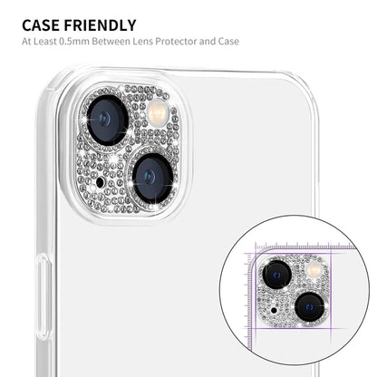 For iPhone 14 / 14 Plus ENKAY Hat-Prince Blink Diamond Camera Lens Aluminium Alloy Tempered Glass Film, For iPhone 14 / 14 Plus