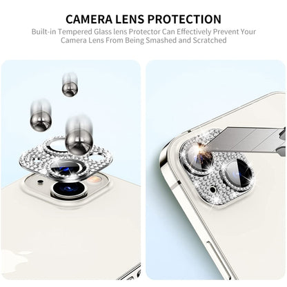 For iPhone 14 / 14 Plus ENKAY Hat-Prince Blink Diamond Camera Lens Aluminium Alloy Tempered Glass Film, For iPhone 14 / 14 Plus