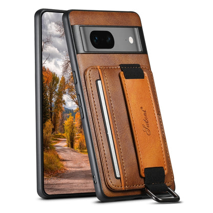 Suteni H13 Card Wallet Wrist Strap Holder PU Phone Case, For Googel Pixel 6, For Googel Pixel 6 Pro, For Googel Pixel 6a, For Googel Pixel 7 5G, For Googel Pixel 7 Pro 5G, For Googel Pixel 7a