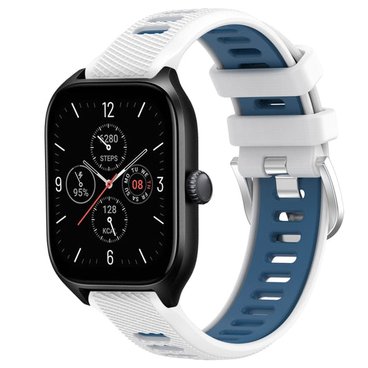 20mm Cross Texture Two Color Silicone Steel Buckle Watch Band, For Amazfit GTR Mini, For Amazfit GTS 4, For Amazfit GTS 4 Mini, For Amazfit GTS 3, For Amazfit GTS 2E, For Amazfit GTS 2 Mini, For Amazfit GTS 2, For Amazfit GTS