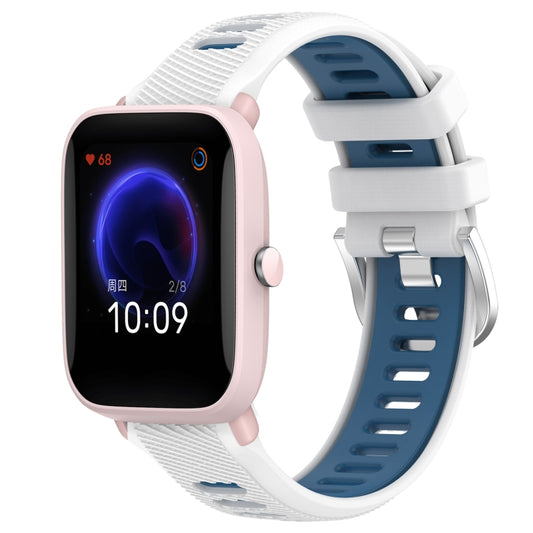 20mm Cross Texture Two Color Silicone Steel Buckle Watch Band, For Amazfit GTR 42MM, For Amazfit Pop Pro, For Amazfit Pop, For Amazfit Bip3, For Amazfit Bip 1S