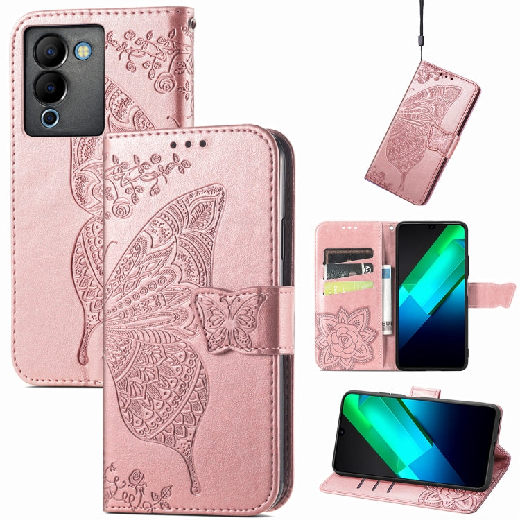 Butterfly Love Flower Embossed Leather Phone Case, For Infinix Note 12 G96, For OnePlus Ace 2, For Realme C55, For Tecno Pova Neo 5G, For ZTE Blade A52, For Samsung Galaxy A14 4G, For Samsung Galaxy A34 5G