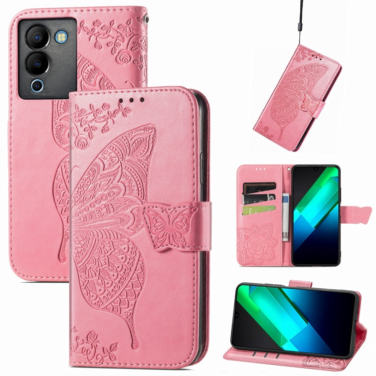 Butterfly Love Flower Embossed Leather Phone Case, For Infinix Note 12 G96, For OnePlus Ace 2, For Realme C55, For Tecno Pova Neo 5G, For ZTE Blade A52, For Samsung Galaxy A14 4G, For Samsung Galaxy A34 5G
