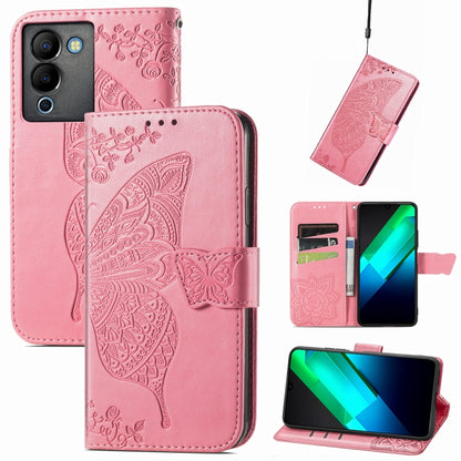 Butterfly Love Flower Embossed Leather Phone Case, For Infinix Note 12 G96, For OnePlus Ace 2, For Realme C55, For Tecno Pova Neo 5G, For ZTE Blade A52, For Samsung Galaxy A14 4G, For Samsung Galaxy A34 5G