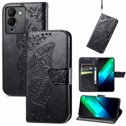 Butterfly Love Flower Embossed Leather Phone Case, For Infinix Note 12 G96, For OnePlus Ace 2, For Realme C55, For Tecno Pova Neo 5G, For ZTE Blade A52, For Samsung Galaxy A14 4G, For Samsung Galaxy A34 5G