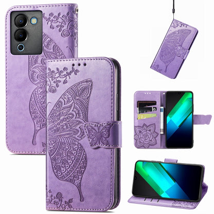 Butterfly Love Flower Embossed Leather Phone Case, For Infinix Note 12 G96, For Kyocera Android One S10, For OnePlus Ace 2, For Realme C55, For Tecno Pova Neo 5G, For ZTE Blade A52, For Samsung Galaxy A14 4G, For Samsung Galaxy A34 5G