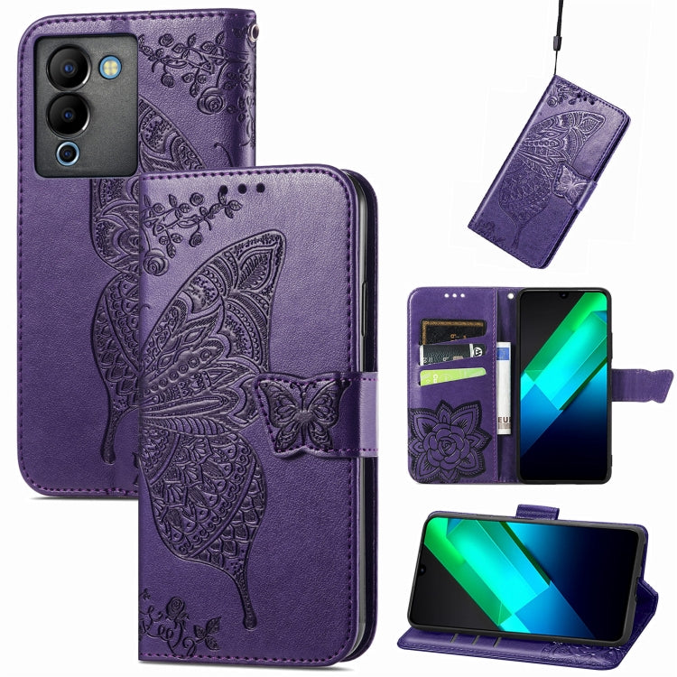 Butterfly Love Flower Embossed Leather Phone Case, For Infinix Note 12 G96, For Kyocera Android One S10, For OnePlus Ace 2, For Realme C55, For Tecno Pova Neo 5G, For ZTE Blade A52, For Samsung Galaxy A14 4G, For Samsung Galaxy A34 5G