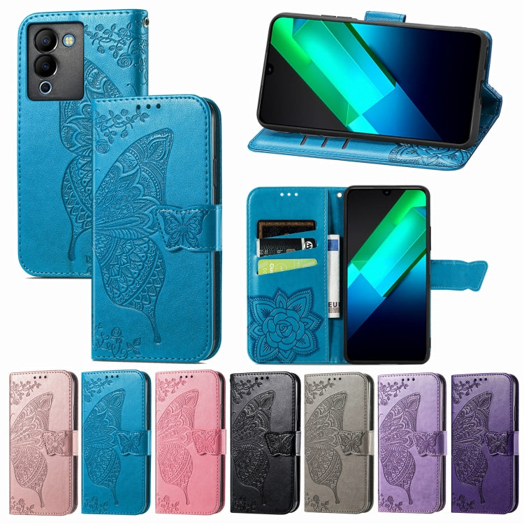 Butterfly Love Flower Embossed Leather Phone Case, For Infinix Note 12 G96, For Kyocera Android One S10, For OnePlus Ace 2, For Realme C55, For Tecno Pova Neo 5G, For ZTE Blade A52, For Samsung Galaxy A14 4G, For Samsung Galaxy A34 5G