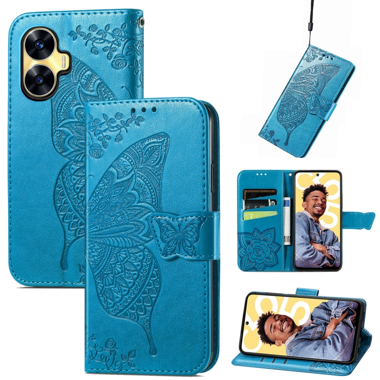 Butterfly Love Flower Embossed Leather Phone Case, For Infinix Note 12 G96, For OnePlus Ace 2, For Realme C55, For Tecno Pova Neo 5G, For ZTE Blade A52, For Samsung Galaxy A14 4G, For Samsung Galaxy A34 5G