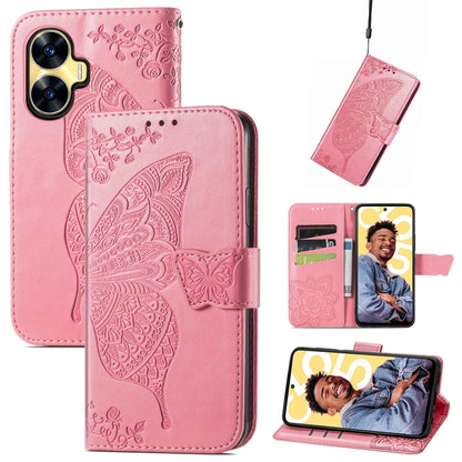 Butterfly Love Flower Embossed Leather Phone Case, For Infinix Note 12 G96, For Kyocera Android One S10, For OnePlus Ace 2, For Realme C55, For Tecno Pova Neo 5G, For ZTE Blade A52, For Samsung Galaxy A14 4G, For Samsung Galaxy A34 5G
