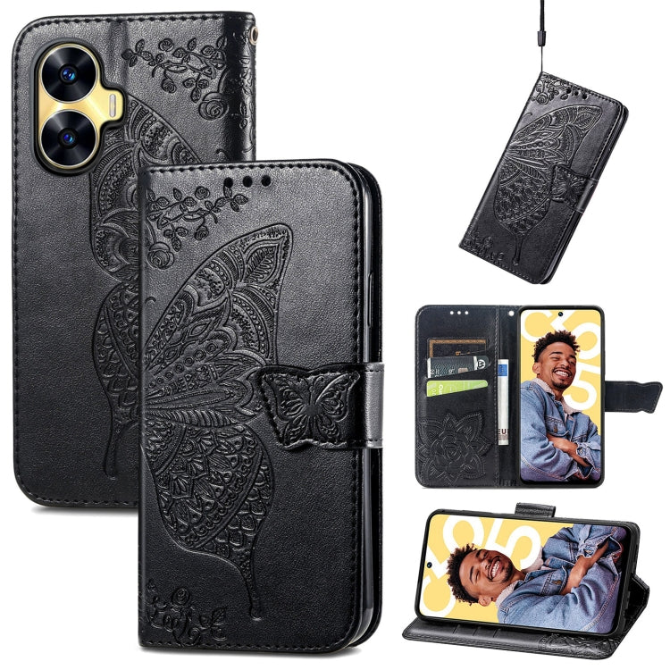 Butterfly Love Flower Embossed Leather Phone Case, For Infinix Note 12 G96, For OnePlus Ace 2, For Realme C55, For Tecno Pova Neo 5G, For ZTE Blade A52, For Samsung Galaxy A14 4G, For Samsung Galaxy A34 5G