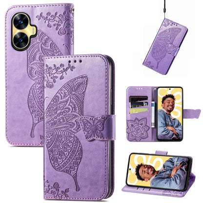 Butterfly Love Flower Embossed Leather Phone Case, For Infinix Note 12 G96, For OnePlus Ace 2, For Realme C55, For Tecno Pova Neo 5G, For ZTE Blade A52, For Samsung Galaxy A14 4G, For Samsung Galaxy A34 5G