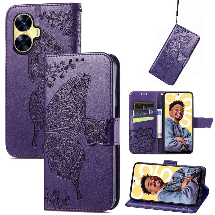 Butterfly Love Flower Embossed Leather Phone Case, For Infinix Note 12 G96, For OnePlus Ace 2, For Realme C55, For Tecno Pova Neo 5G, For ZTE Blade A52, For Samsung Galaxy A14 4G, For Samsung Galaxy A34 5G