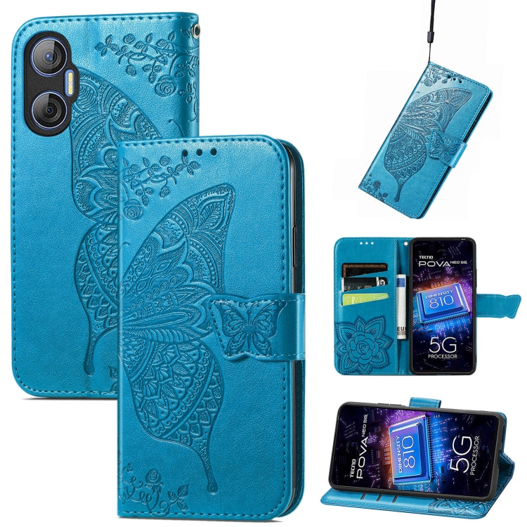Butterfly Love Flower Embossed Leather Phone Case, For Infinix Note 12 G96, For Kyocera Android One S10, For OnePlus Ace 2, For Realme C55, For Tecno Pova Neo 5G, For ZTE Blade A52, For Samsung Galaxy A14 4G, For Samsung Galaxy A34 5G