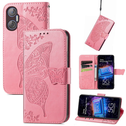 Butterfly Love Flower Embossed Leather Phone Case, For Infinix Note 12 G96, For Kyocera Android One S10, For OnePlus Ace 2, For Realme C55, For Tecno Pova Neo 5G, For ZTE Blade A52, For Samsung Galaxy A14 4G, For Samsung Galaxy A34 5G