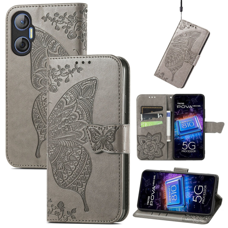 Butterfly Love Flower Embossed Leather Phone Case, For Infinix Note 12 G96, For Kyocera Android One S10, For OnePlus Ace 2, For Realme C55, For Tecno Pova Neo 5G, For ZTE Blade A52, For Samsung Galaxy A14 4G, For Samsung Galaxy A34 5G
