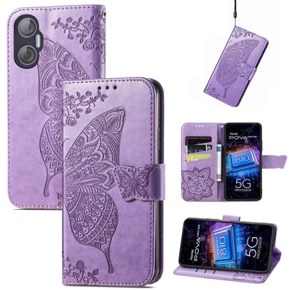 Butterfly Love Flower Embossed Leather Phone Case, For Infinix Note 12 G96, For Kyocera Android One S10, For OnePlus Ace 2, For Realme C55, For Tecno Pova Neo 5G, For ZTE Blade A52, For Samsung Galaxy A14 4G, For Samsung Galaxy A34 5G