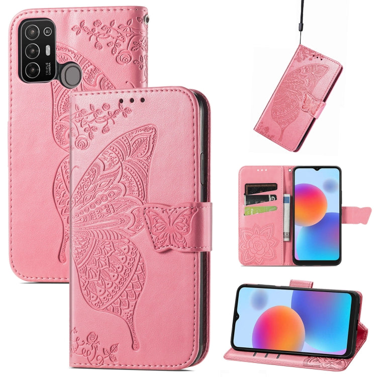 Butterfly Love Flower Embossed Leather Phone Case, For Infinix Note 12 G96, For Kyocera Android One S10, For OnePlus Ace 2, For Realme C55, For Tecno Pova Neo 5G, For ZTE Blade A52, For Samsung Galaxy A14 4G, For Samsung Galaxy A34 5G