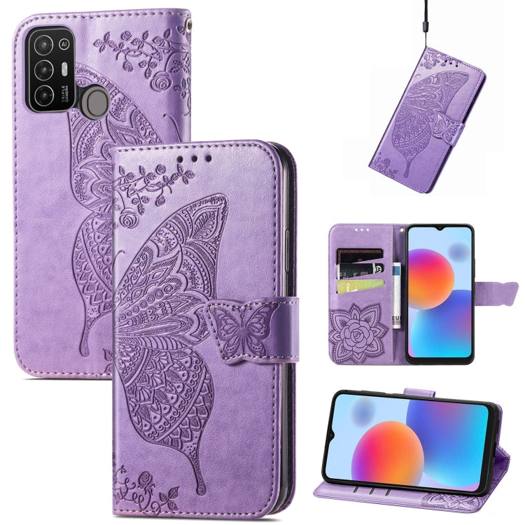Butterfly Love Flower Embossed Leather Phone Case, For Infinix Note 12 G96, For Kyocera Android One S10, For OnePlus Ace 2, For Realme C55, For Tecno Pova Neo 5G, For ZTE Blade A52, For Samsung Galaxy A14 4G, For Samsung Galaxy A34 5G