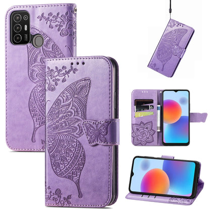 Butterfly Love Flower Embossed Leather Phone Case, For Infinix Note 12 G96, For Kyocera Android One S10, For OnePlus Ace 2, For Realme C55, For Tecno Pova Neo 5G, For ZTE Blade A52, For Samsung Galaxy A14 4G, For Samsung Galaxy A34 5G
