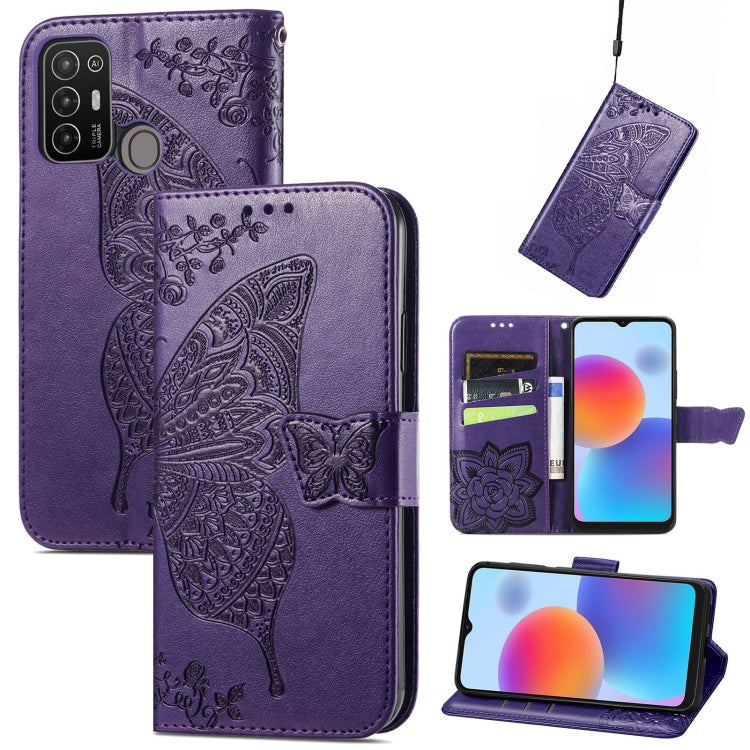 Butterfly Love Flower Embossed Leather Phone Case, For Infinix Note 12 G96, For Kyocera Android One S10, For OnePlus Ace 2, For Realme C55, For Tecno Pova Neo 5G, For ZTE Blade A52, For Samsung Galaxy A14 4G, For Samsung Galaxy A34 5G