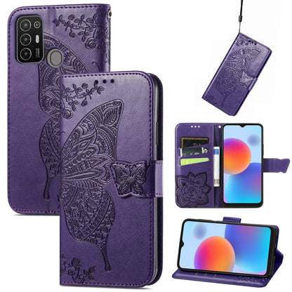 Butterfly Love Flower Embossed Leather Phone Case, For Infinix Note 12 G96, For Kyocera Android One S10, For OnePlus Ace 2, For Realme C55, For Tecno Pova Neo 5G, For ZTE Blade A52, For Samsung Galaxy A14 4G, For Samsung Galaxy A34 5G