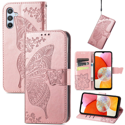 Butterfly Love Flower Embossed Leather Phone Case, For Infinix Note 12 G96, For Kyocera Android One S10, For OnePlus Ace 2, For Realme C55, For Tecno Pova Neo 5G, For ZTE Blade A52, For Samsung Galaxy A14 4G, For Samsung Galaxy A34 5G