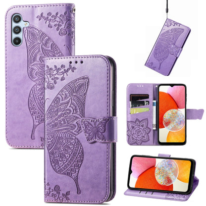 Butterfly Love Flower Embossed Leather Phone Case, For Infinix Note 12 G96, For Kyocera Android One S10, For OnePlus Ace 2, For Realme C55, For Tecno Pova Neo 5G, For ZTE Blade A52, For Samsung Galaxy A14 4G, For Samsung Galaxy A34 5G