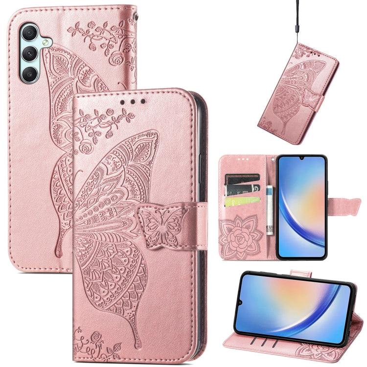 Butterfly Love Flower Embossed Leather Phone Case, For Infinix Note 12 G96, For Kyocera Android One S10, For OnePlus Ace 2, For Realme C55, For Tecno Pova Neo 5G, For ZTE Blade A52, For Samsung Galaxy A14 4G, For Samsung Galaxy A34 5G