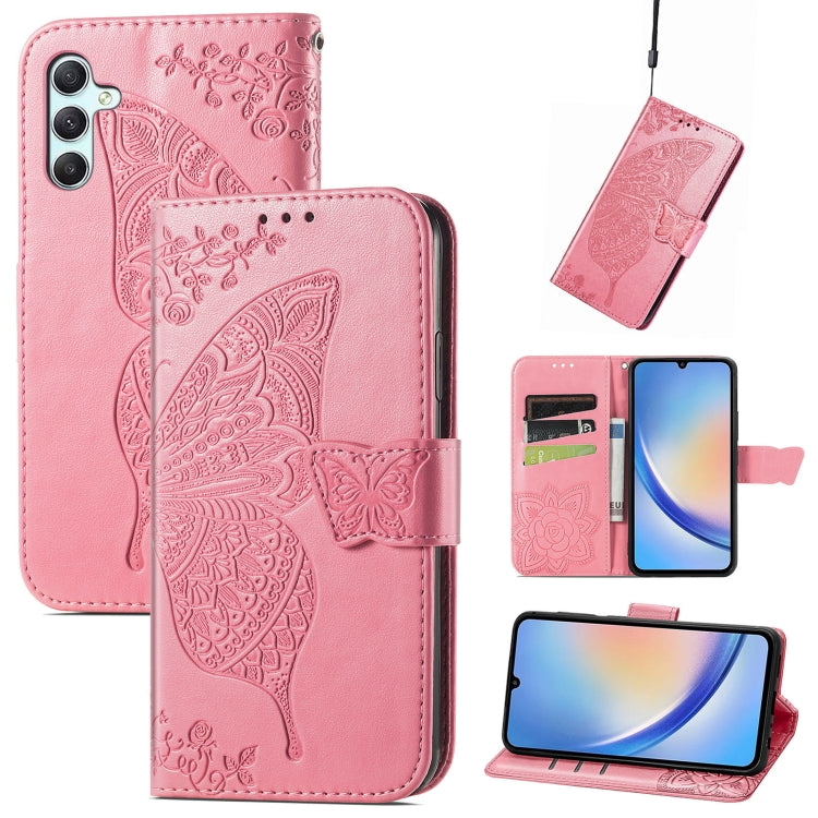 Butterfly Love Flower Embossed Leather Phone Case, For Infinix Note 12 G96, For Kyocera Android One S10, For OnePlus Ace 2, For Realme C55, For Tecno Pova Neo 5G, For ZTE Blade A52, For Samsung Galaxy A14 4G, For Samsung Galaxy A34 5G