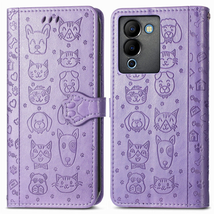 Cat and Dog Embossed Phone Leather Phone Case, For Infinix Note 12 G96, For Kyocera Android One S10, For OnePlus Ace 2, For Realme C55, For Tecno Pova Neo 5G, For vivo S15e, For Samsung Galaxy A14 4G, For Samsung Galaxy A34 5G